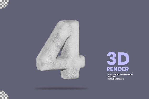 PSD material de pedra de renderização 3d número 4 isolado