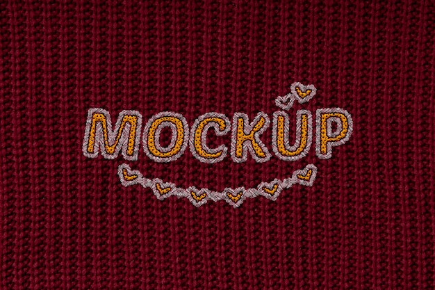 Materiale all'uncinetto con mock-up del logo
