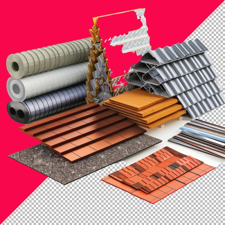 PSD materiales de techo 3d aislado render fondo blanco fondo transparente png psd