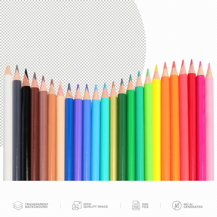 PSD matite colorate su sfondo trasparente