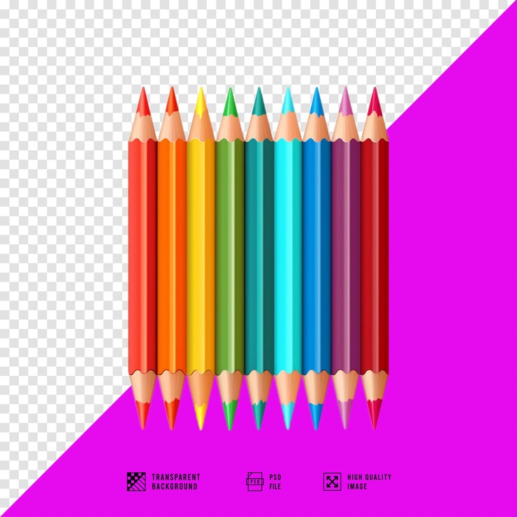 PSD matite colorate vettoriali in piedi parallele svg con file png trasparente solido