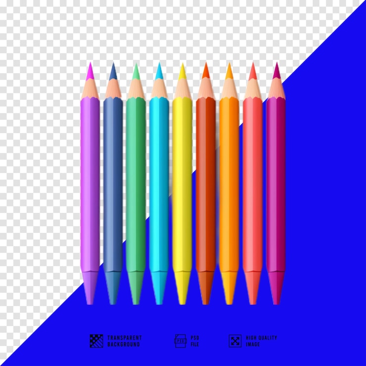 PSD matite colorate vettoriali in piedi parallele svg con file png trasparente solido