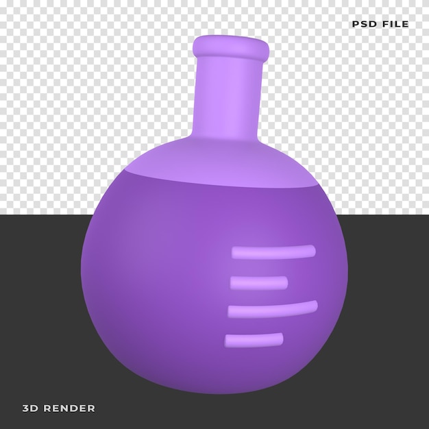 Matraz químico 3D renderizado sobre fondo transparente