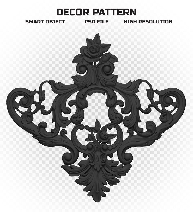 PSD matte black decor pattern in high quality for decoration