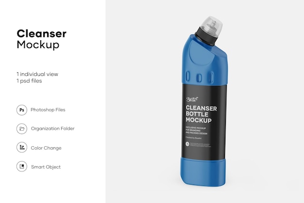 Matte plastic toilettenschüsselreiniger flasche mockup