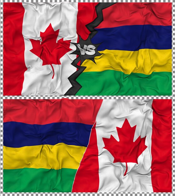 Mauricio contra Canadá Media bandera combinada con textura 3D de la tela