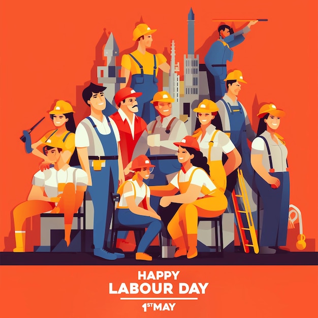 PSD may 1st international labor day social media design template with labor