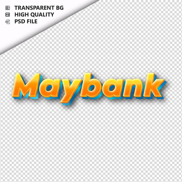 PSD maybank feito de texto laranja com sombra transparente isolado