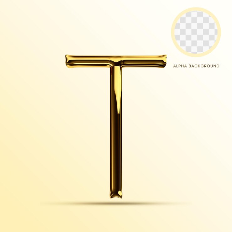 PSD mayúscula oro letra t modelo 3d