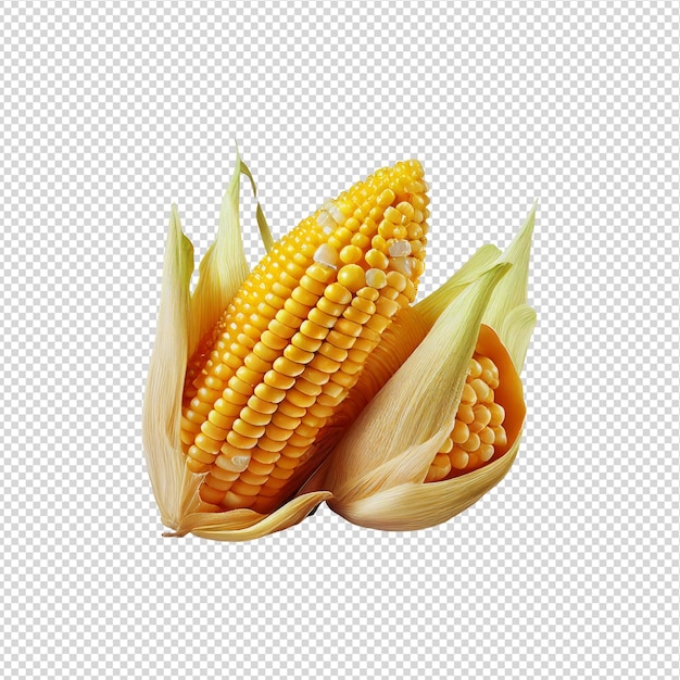 PSD una mazorca de maíz con un fondo blanco.