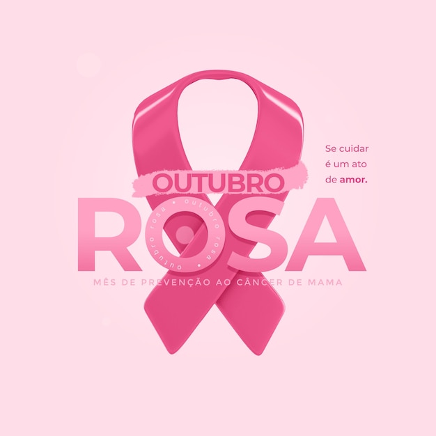 PSD mdia social octobre rosa com fita 3d cancer de la mère