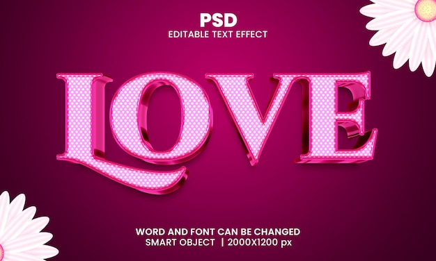 PSD me encanta el estilo de efecto de texto de photoshop editable en 3d con fondo