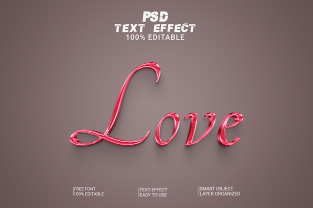 PSD me encanta el estilo de efecto de texto psd 3d