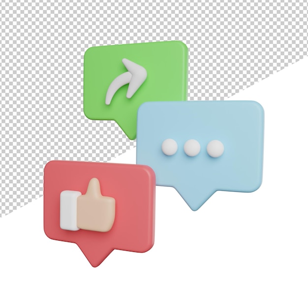 Me gusta Compartir Comentario vista lateral 3d renderizado icono ilustración sobre fondo transparente