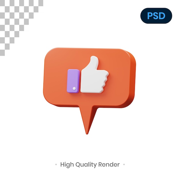 Me gusta el icono 3d premium psd