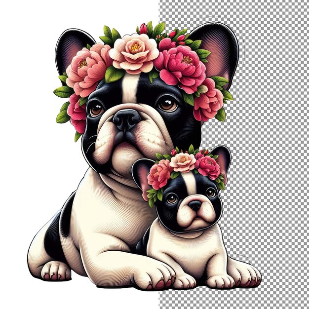 PSD meadow moments cão mãe e cachorro de alegria sticker