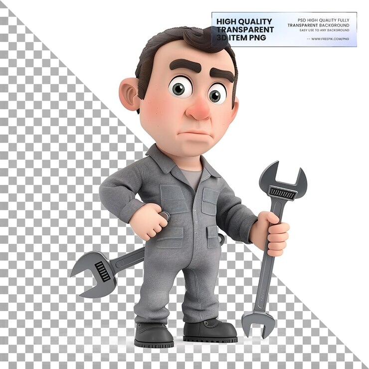 PSD mecánico animado un mecánico animado en 3d en un fondo transparente