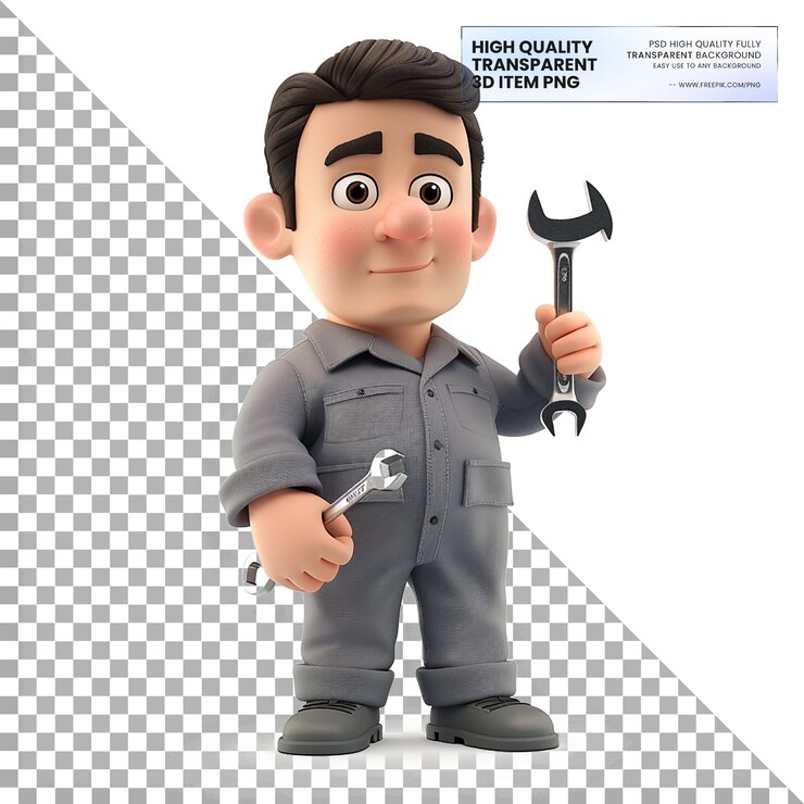 PSD mecánico animado un mecánico animado en 3d en un fondo transparente