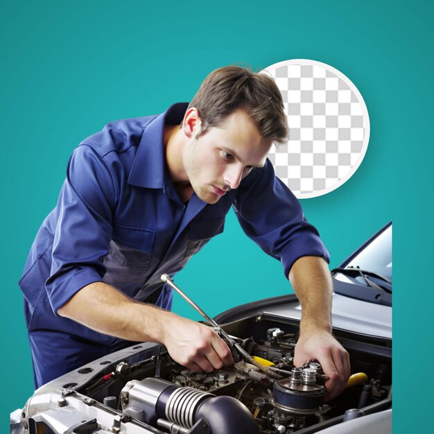 Mecánico de mantenimiento de un motor de automóvil