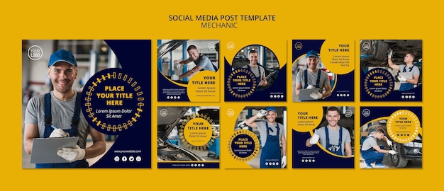 Mechanic business social media post-vorlage