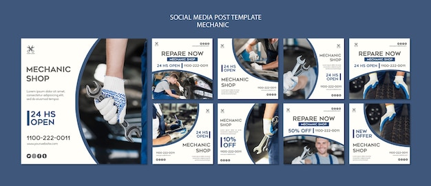 PSD mechaniker shop social media post vorlage