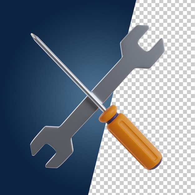 PSD mechanische auto-reparatur-werkzeuge 3d-rendering-clipart