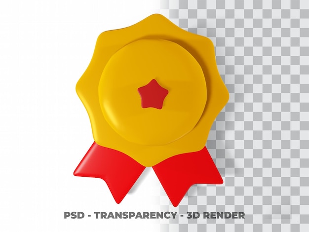 Medaglia d'oro 3D e nastro con sfondo trasparente