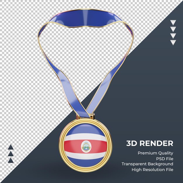 Médaille 3d Drapeau Costa Rica Rendu Vue De Face