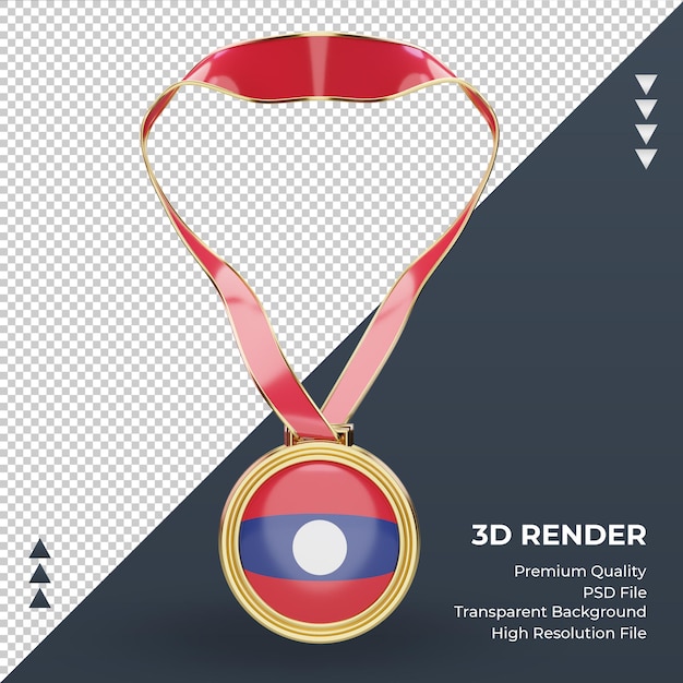 Médaille 3d Drapeau Laos Rendu Vue De Face