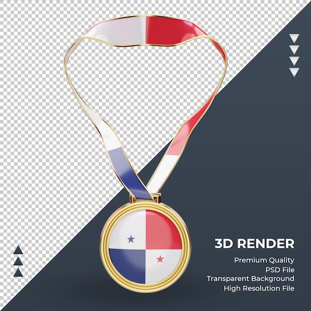 Médaille 3d Drapeau Panama Rendu Vue De Face