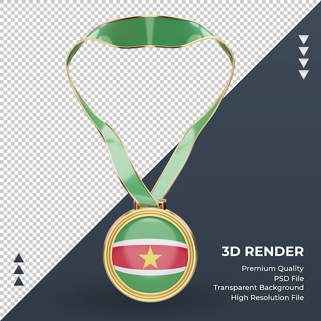 PSD médaille 3d drapeau suriname rendu vue de face