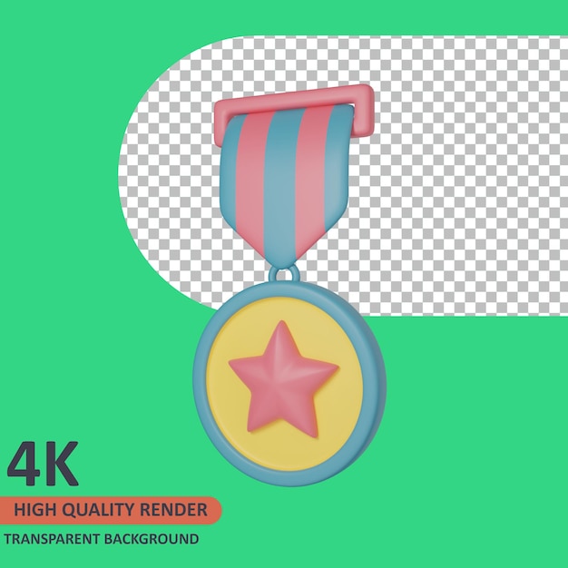 Medaille 3d-veteranensymbol illustration hochwertiges rendern