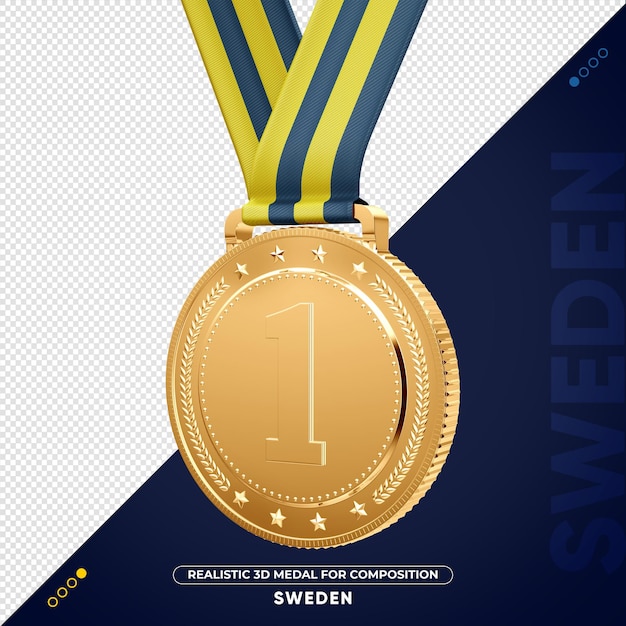 Médaille D'or 3d Isolée De Suède Pour La Composition