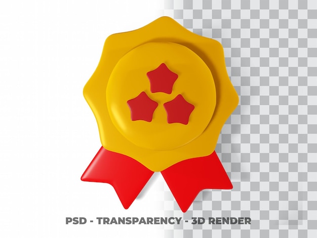 PSD médaille d'or 3d et ruban avec fond transparent