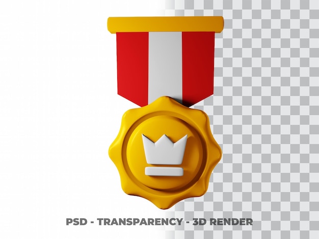 Médaille d'or 3D et ruban avec fond transparent