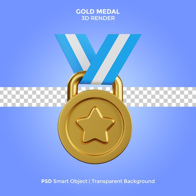 PSD médaille d'or illustration de rendu 3d premium psd isolé