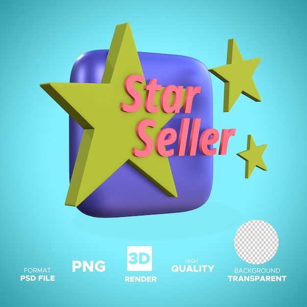 Médaille Star Seller pour illustration 3D Render Icon Objet isolé