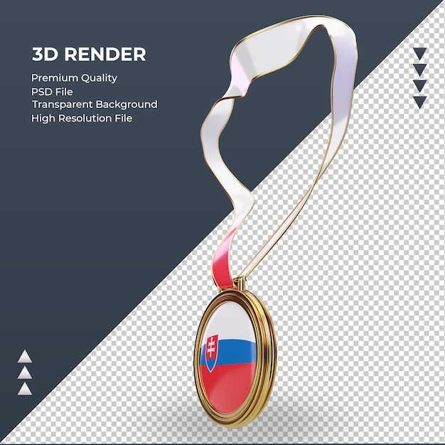 Medalha 3d bandeira da eslováquia renderizando vista direita