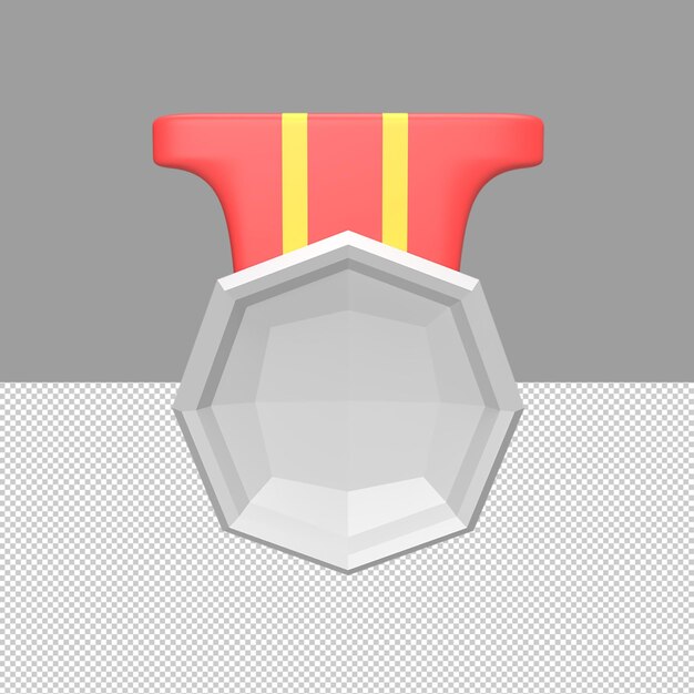 Medalha 3d prata. ilustração de objeto renderizado