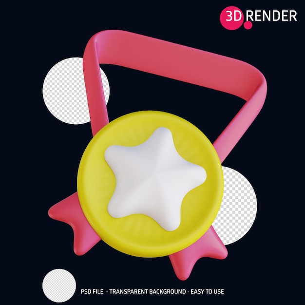 Medalha de ícone de renderização 3d