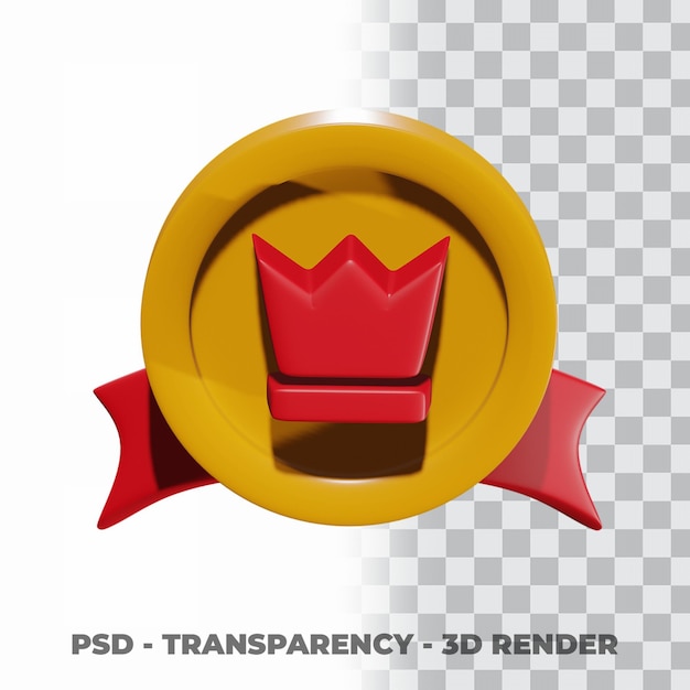 Medalha de ouro 3D e fita com fundo de transparência