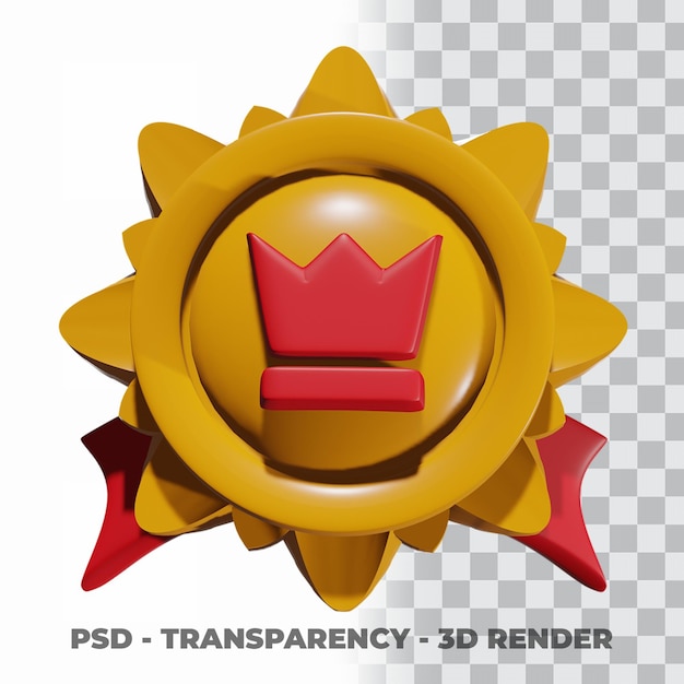 PSD medalha de ouro 3d e fita com fundo de transparência