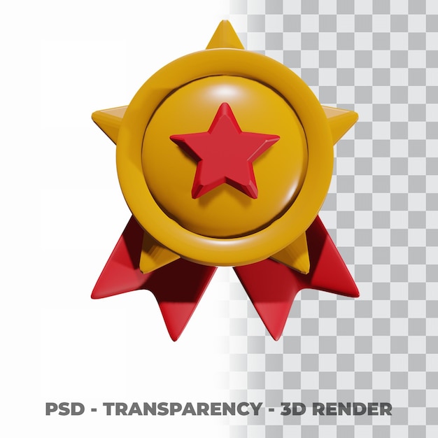 Medalha de ouro 3d e fita com fundo de transparência