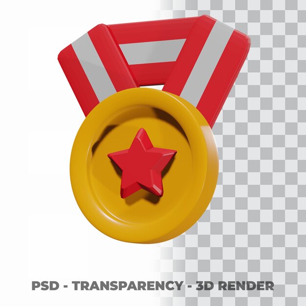 Medalha de ouro 3d e fita com fundo de transparência