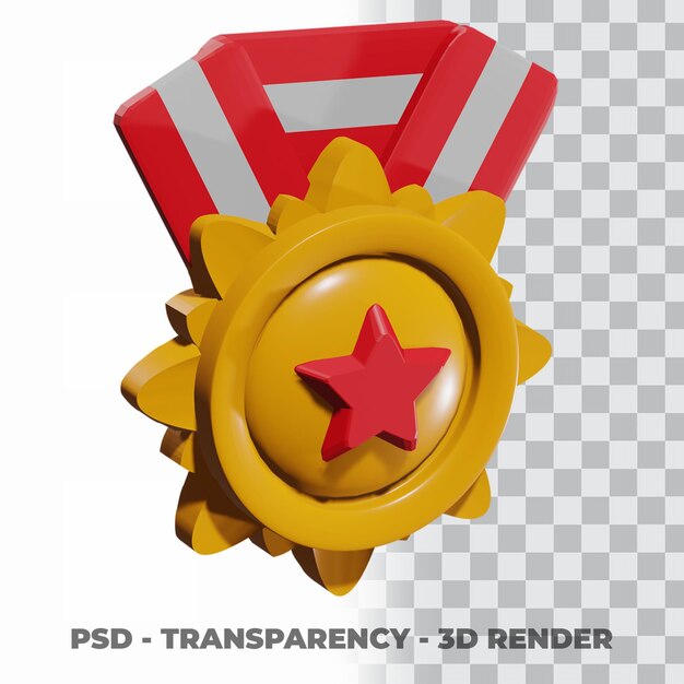 Medalha de ouro 3d e fita com fundo de transparência