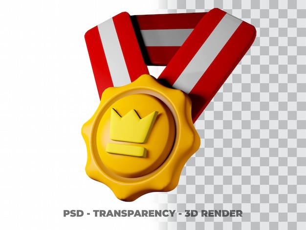 PSD medalha de ouro 3d e fita com fundo de transparência