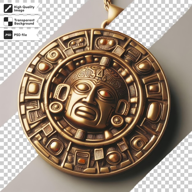PSD medalha de ouro psd com fita amuleto dourado em fundo transparente com camada de máscara editável