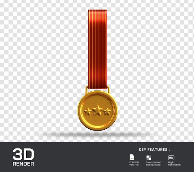 PSD medalha estrela 3d render ilustração