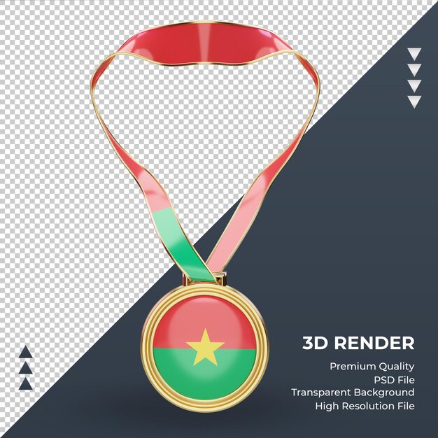 PSD medalla 3d bandera de burkina faso vista frontal de representación