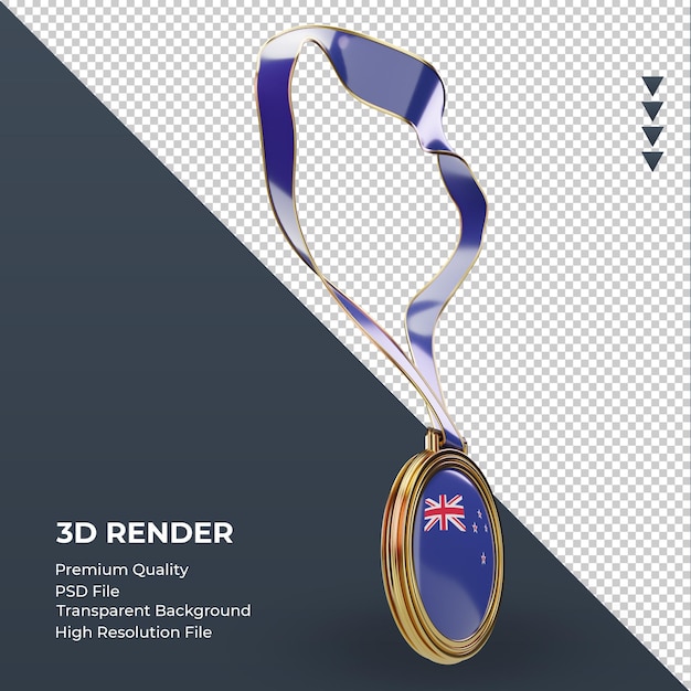 PSD medalla 3d bandera de nueva zelanda renderizado vista izquierda